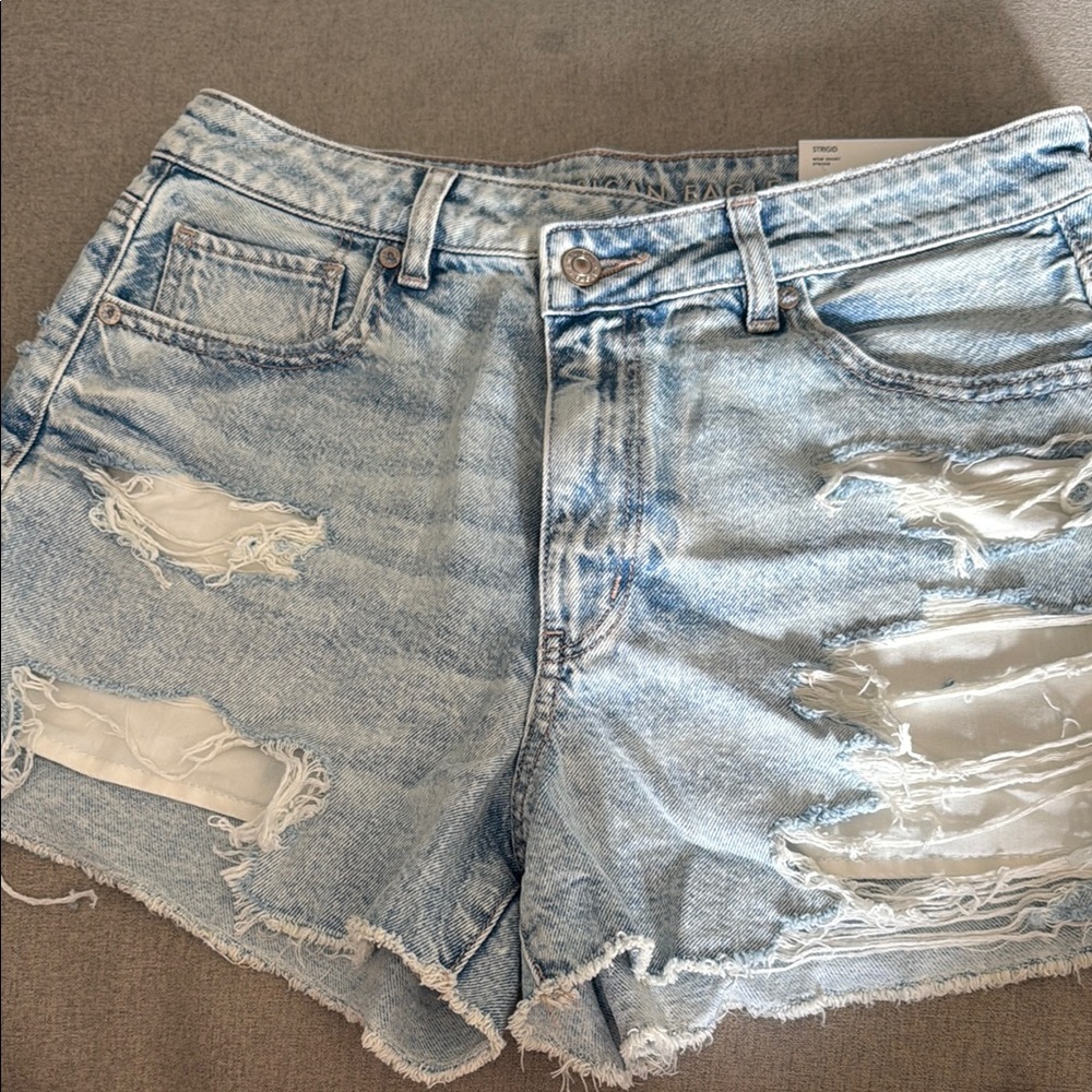 American Eagle Outfitters Light Blue Distressed Jean Shorts